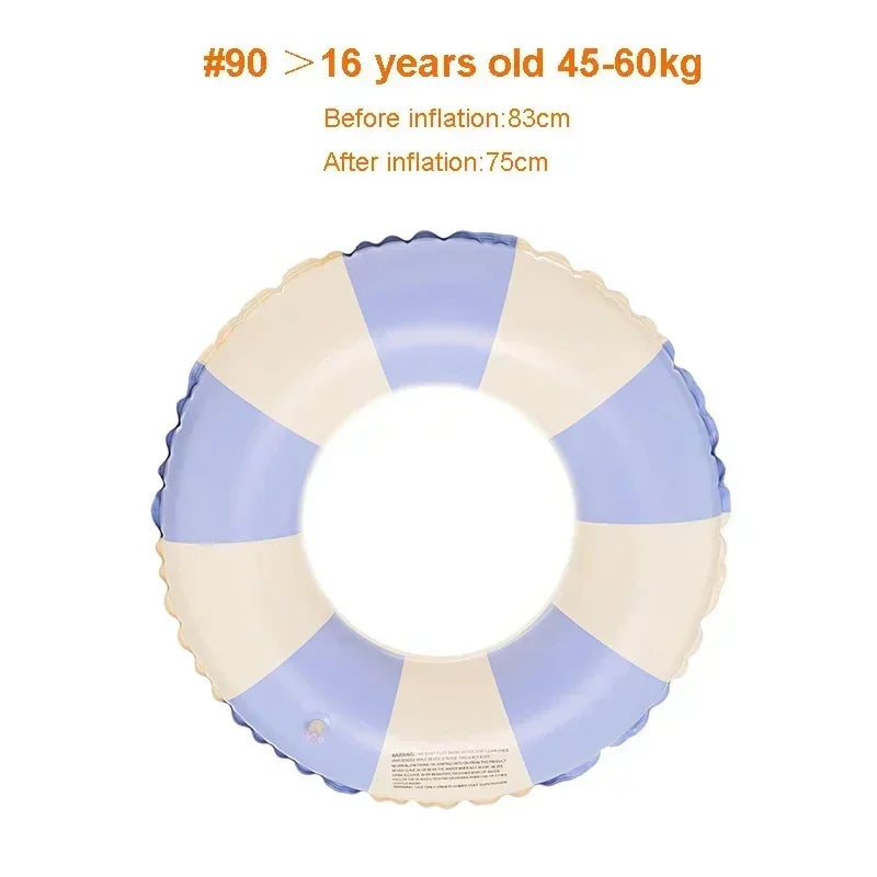 Kids Swimming Ring, PVC Inflatable Float - Striped Design for Boys & Girls, Pool & Beach Floating Donut, Summer Water Play
