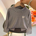 Children's Autumn Winter Clothing Long Sleeve T-shirt Striped Turtleneck Toddler Boys Girls Tops Fashion Undershirt