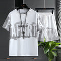 Men's 2-Piece Outfit Set: Graphic T-Shirt & Drawstring Shorts Casual Summer Set Vacation Clothes Gym Shorts Necklace Included