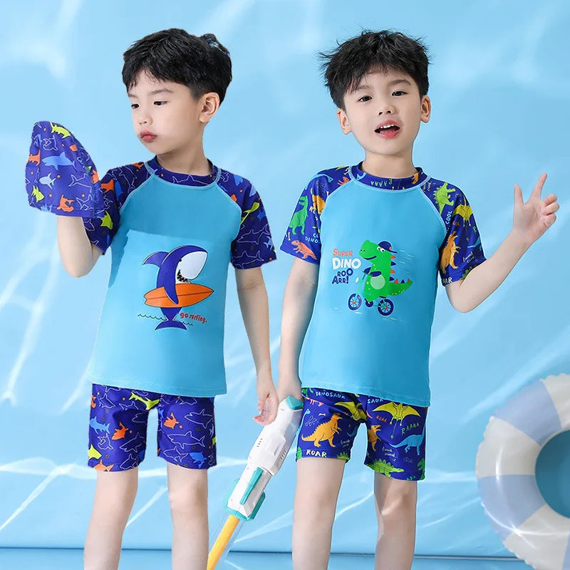 Children's Swimming Costume Three-Piece Boys and Girls New Small and Medium-Sized Children's Split Boy's Swimsuit Suit Suit