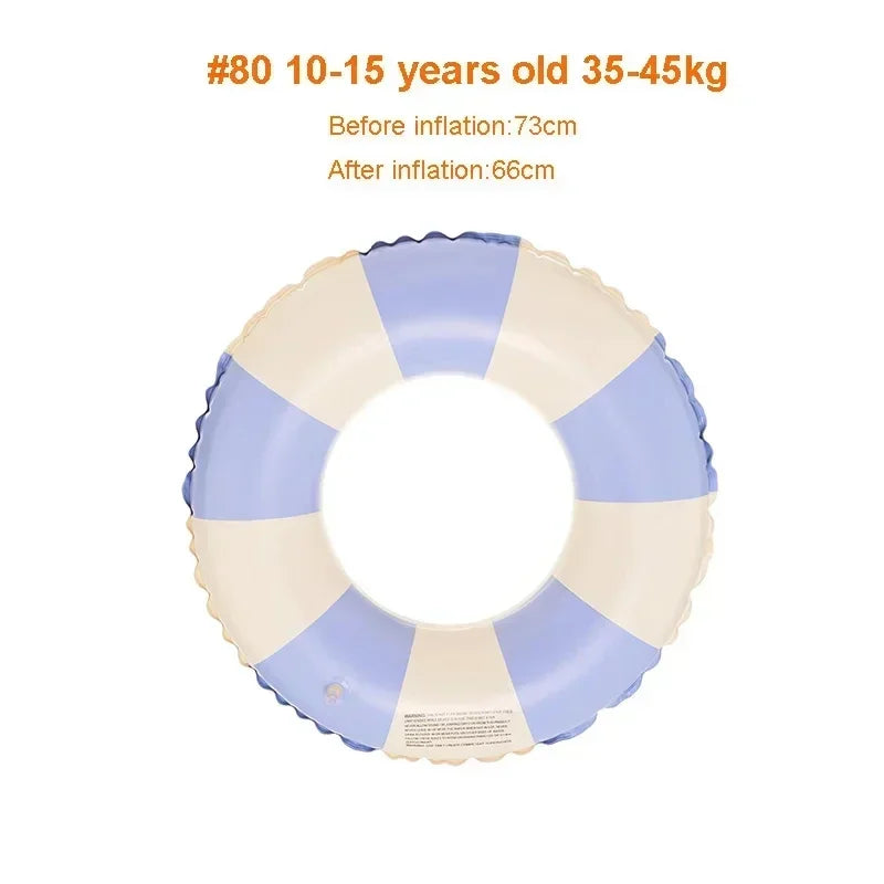 Kids Swimming Ring, PVC Inflatable Float - Striped Design for Boys & Girls, Pool & Beach Floating Donut, Summer Water Play