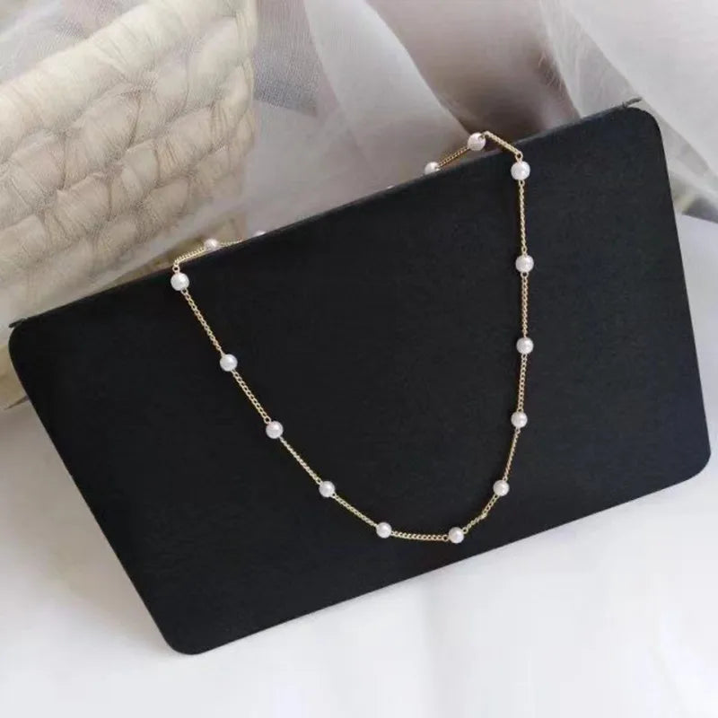 Wu's 2022 New Beaded Necklace Love Imitation Pearl Necklace  Gothic Necklace Necklace Versatile Necklace Imitation Pearl Short C