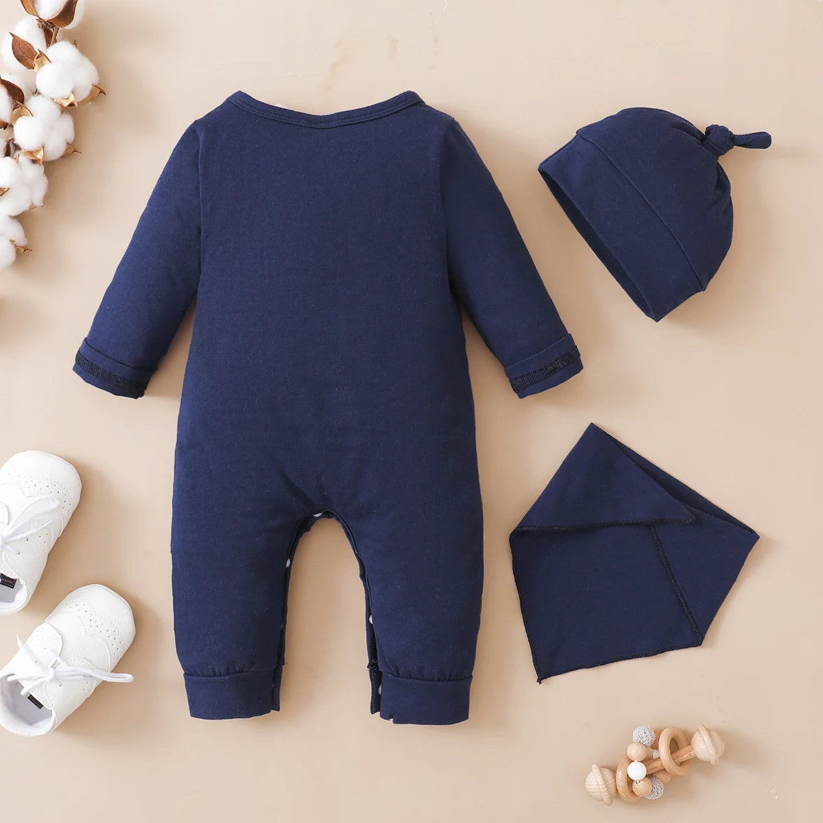 0-12 Months Toddler Baby Boy 2PCS Clothing Toddler Baby Romper Long Sleeves Boy Print Jumpsuit with Hat Fashion Cute Daily Wear