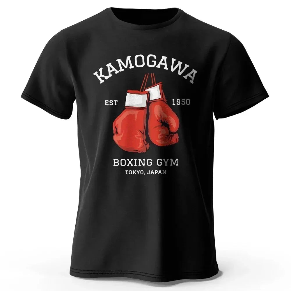 Streetwear Men Hajime No Ippo Printed Pure Cotton Vintage GYM Men's T-Shirt for Men Women Tops Funny Manga Kamagowa Boxing Gym