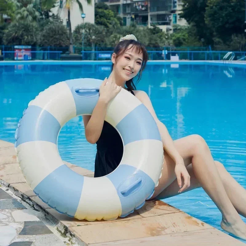 Kids Swimming Ring, PVC Inflatable Float - Striped Design for Boys & Girls, Pool & Beach Floating Donut, Summer Water Play