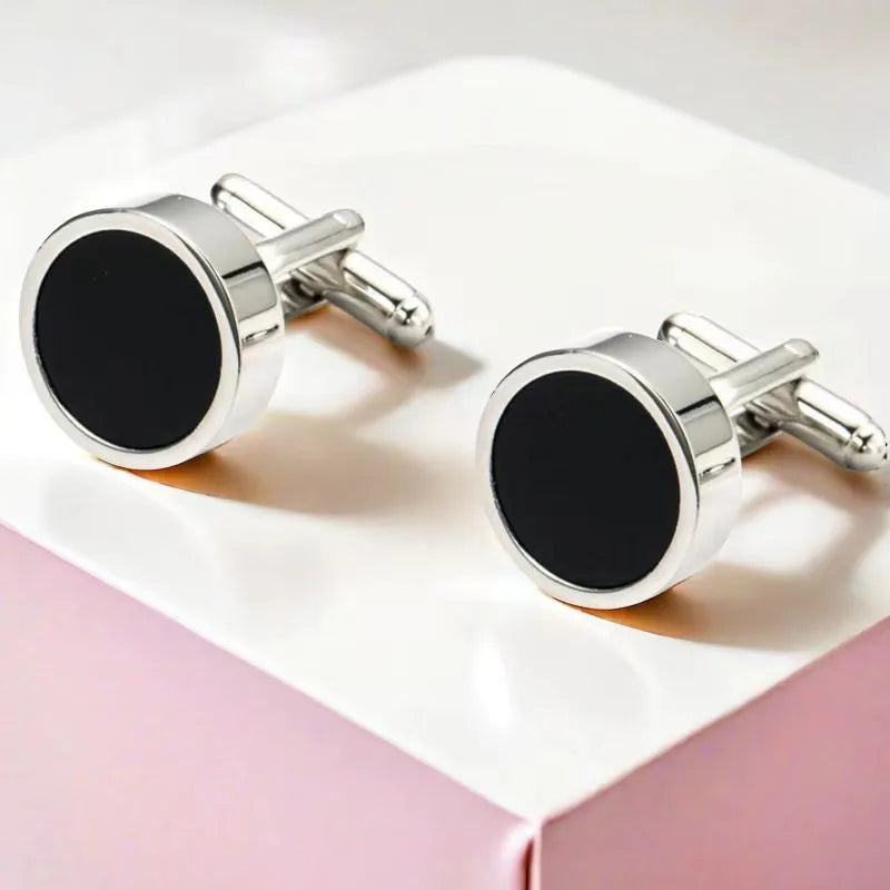 New acrylic mirror cufflinks round business banquet cufflinks environmentally friendly electroplated cufflinks first choice for