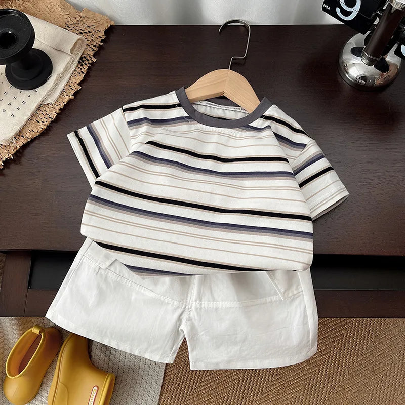 Baby Boy Clothes	Set T-shirt+Shorts Kids Boy Summer Clothing Set Stripe Baby Boy Outfit Set Infant Toddler T-Shirt & Pants