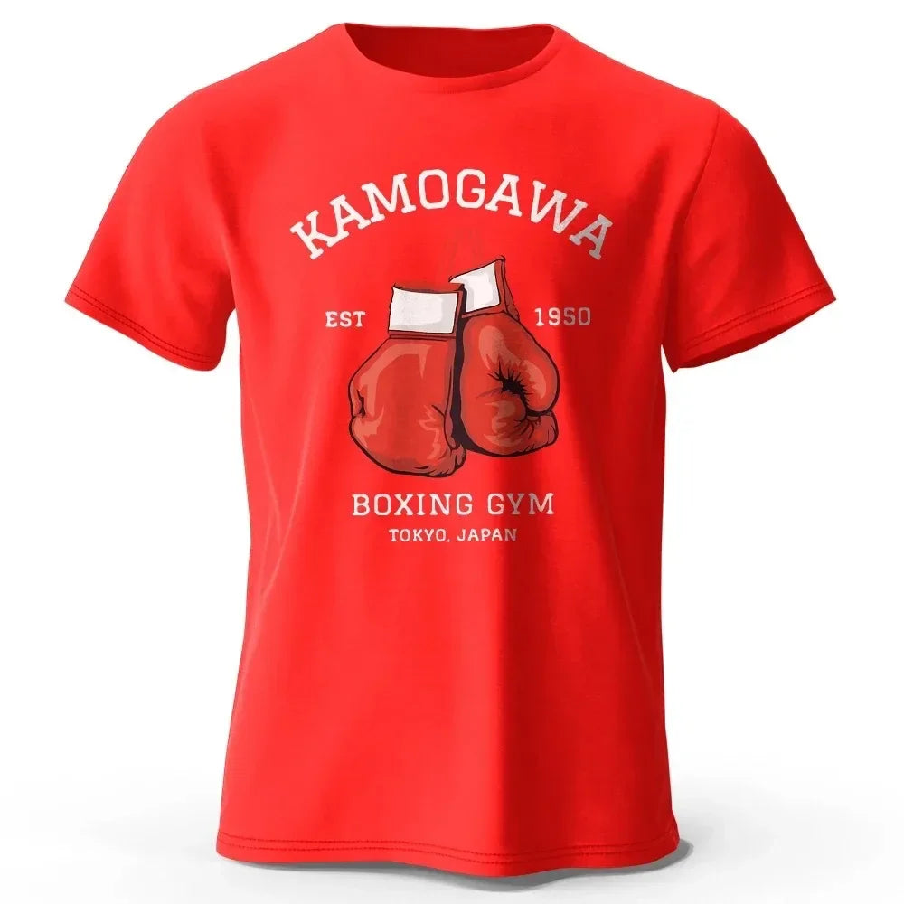 Streetwear Men Hajime No Ippo Printed Pure Cotton Vintage GYM Men's T-Shirt for Men Women Tops Funny Manga Kamagowa Boxing Gym