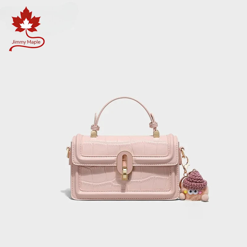 New 2026 Pink Tender Color Small Messenger Bag Leisure Crocodile Cow Leather Women Crossbody Bag Summer Daily-use Handbag