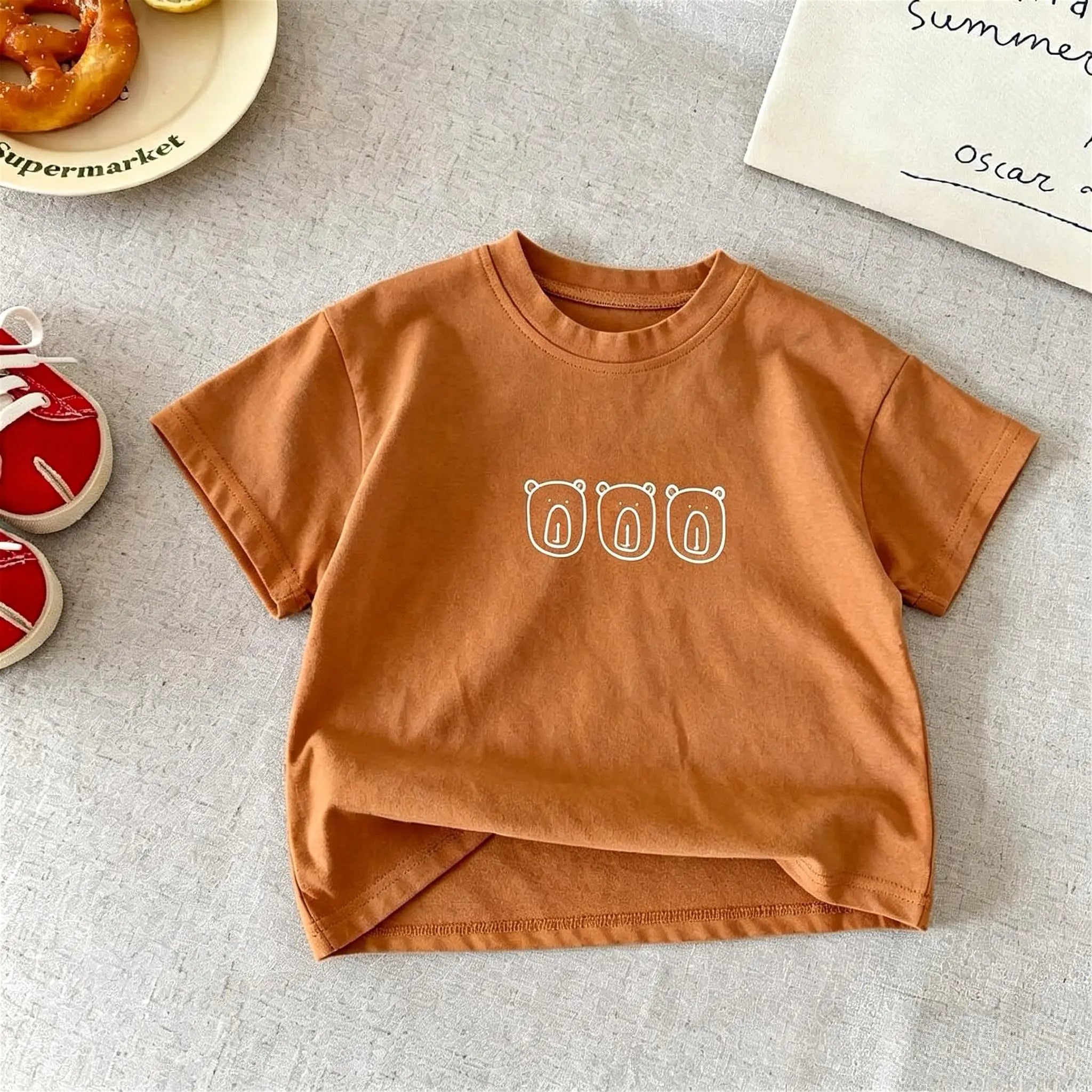 Fashion Simple Children Tshirts Tops Summer Clothing Printed Crewneck T-shirt Short-sleeved Toddler Costume Kids Clothes Tees