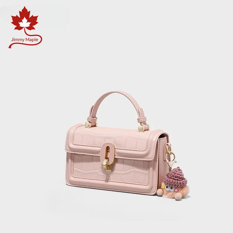 New 2026 Pink Tender Color Small Messenger Bag Leisure Crocodile Cow Leather Women Crossbody Bag Summer Daily-use Handbag