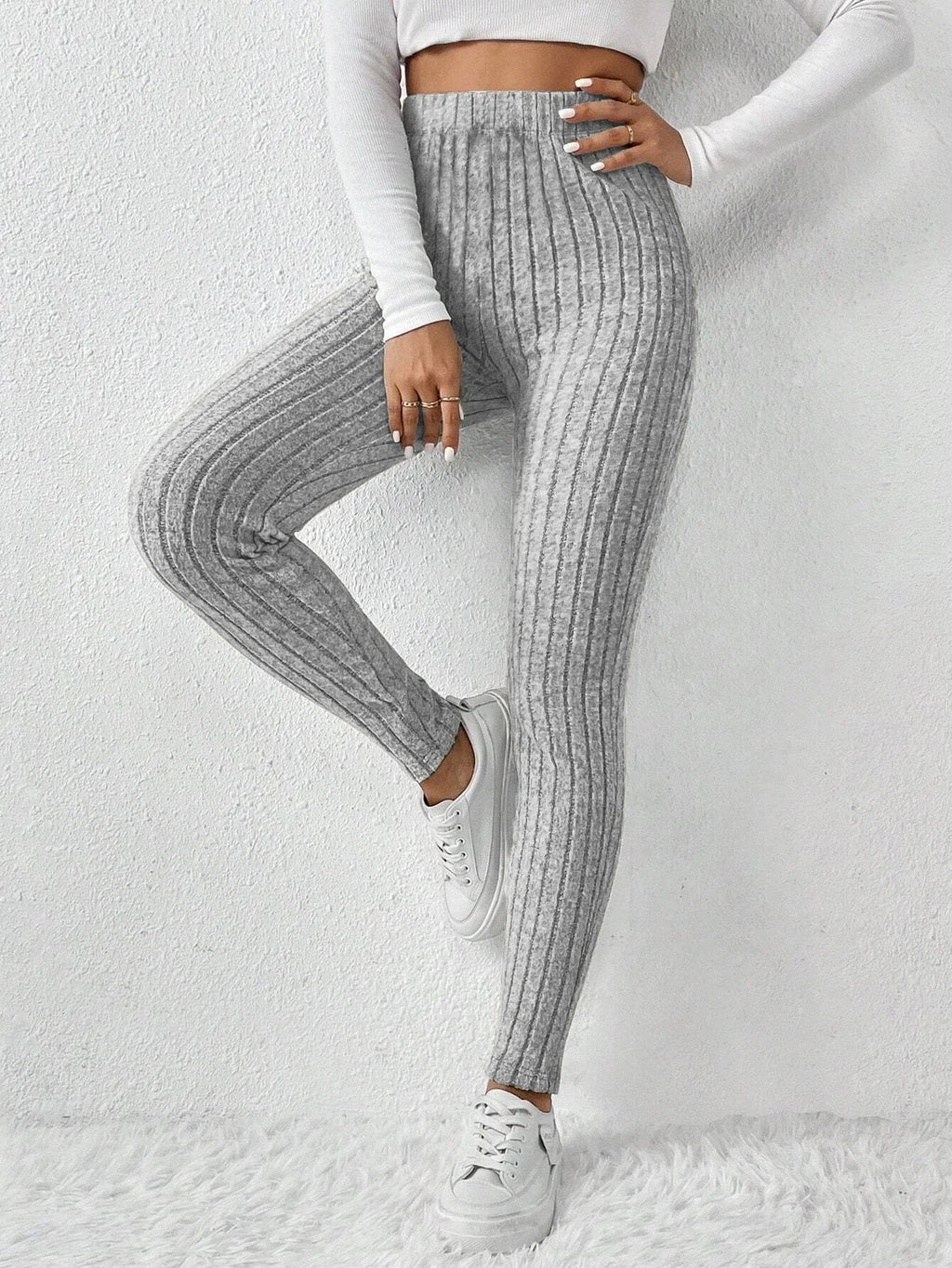 Fashionable Ribbed Knitted Tight Base Layer Pants Stylish And Comfortable Knit Tights for Women