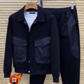 men clothing Spring and Autumn Washed Denim Suit Fashion Brand Jacket Korean Overalls Men's Casual Slim Black Two-Piece Suit