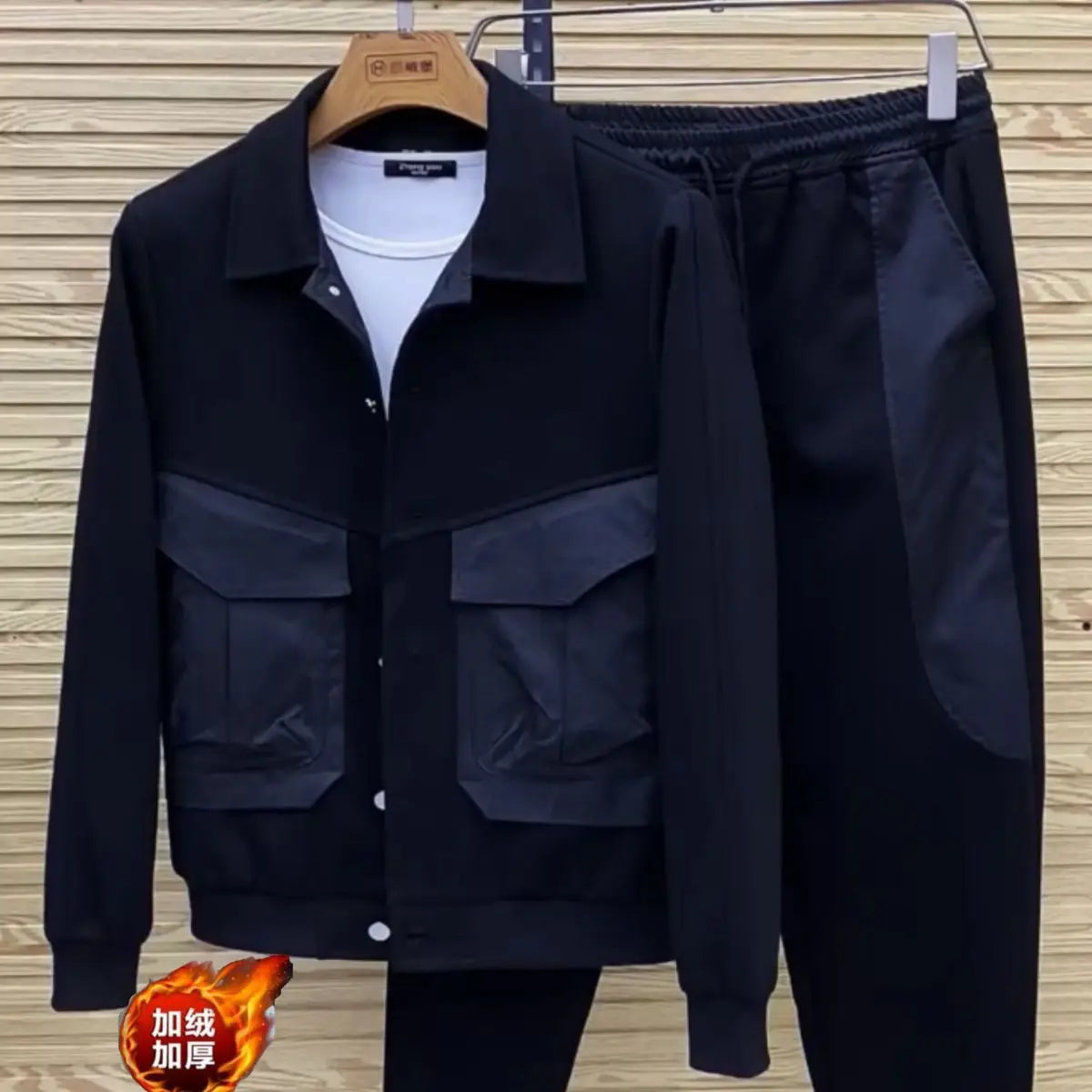 men clothing Spring and Autumn Washed Denim Suit Fashion Brand Jacket Korean Overalls Men's Casual Slim Black Two-Piece Suit