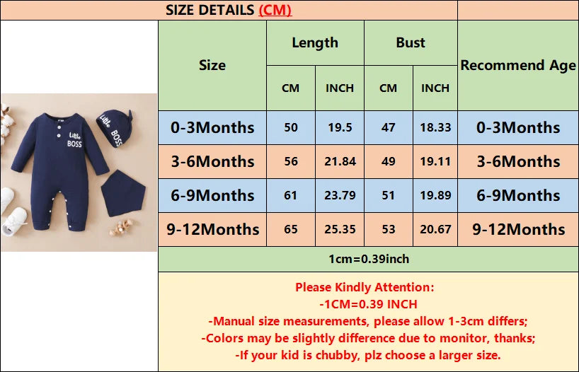 0-12 Months Toddler Baby Boy 2PCS Clothing Toddler Baby Romper Long Sleeves Boy Print Jumpsuit with Hat Fashion Cute Daily Wear