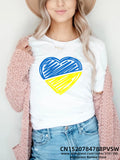 Heartbeat Blue Yellow Women Print T-shirt Girl Y2K Short Sleeve Tee Tops Lady 90S Sweetshirts Female Harajuku Clothing