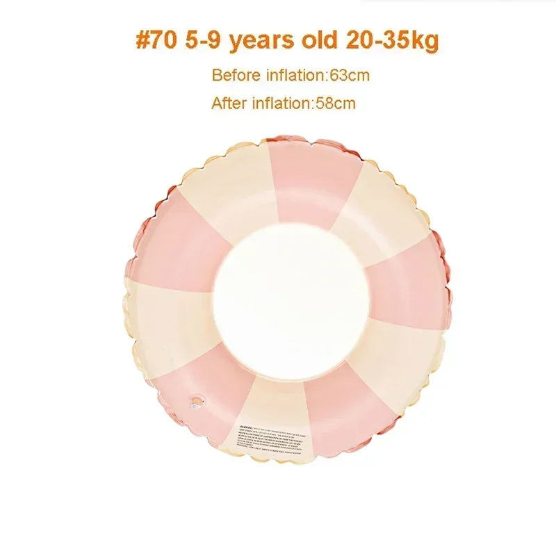 Kids Swimming Ring, PVC Inflatable Float - Striped Design for Boys & Girls, Pool & Beach Floating Donut, Summer Water Play