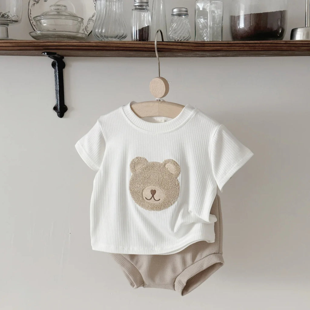 Baby Clothes Cute Children Tracksuit Summer Clothing Cartoon Bear Fashion Baby  T-shirt + Shorts Suit 2Pcs/Set  ﻿0-3Y