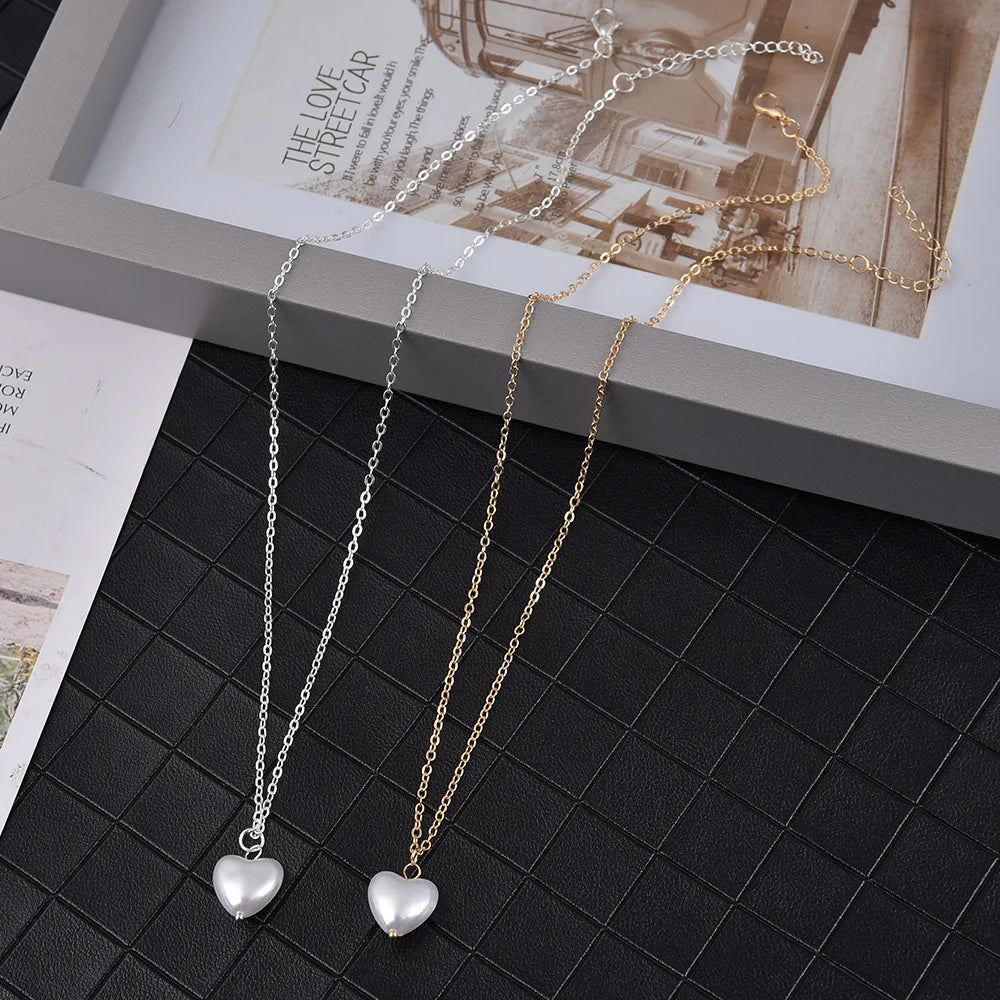 Wu's 2022 New Beaded Necklace Love Imitation Pearl Necklace  Gothic Necklace Necklace Versatile Necklace Imitation Pearl Short C